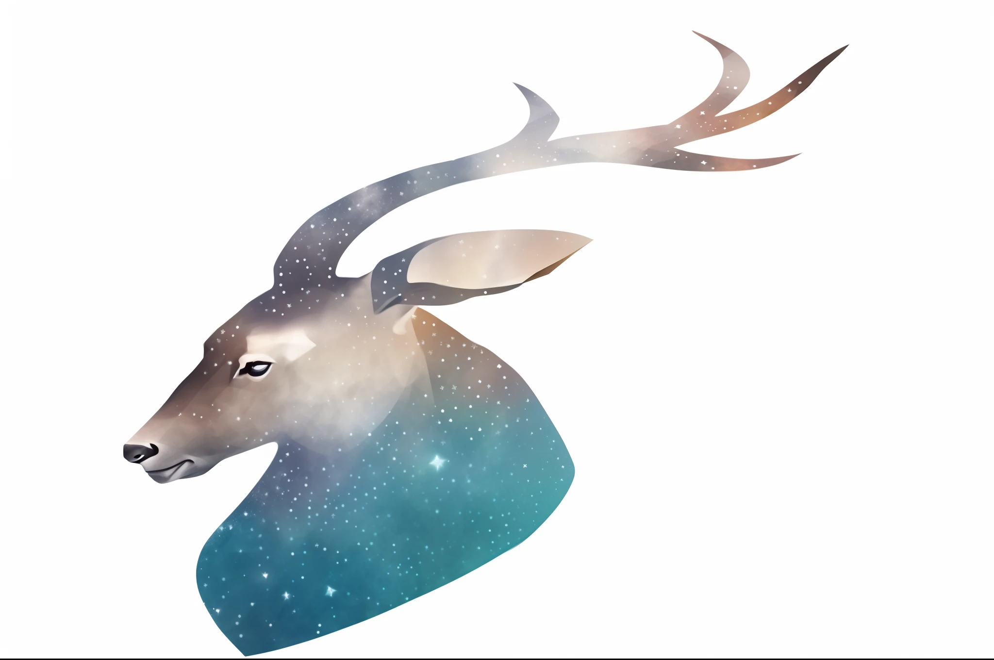 The shape of the deer is filled with stars