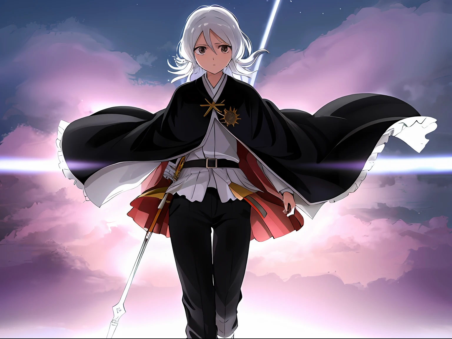 Rukia,Beautiful , Altamente detallado , Motor irreal , Renderizado de octanaje , delgado y delgado , Cara detallada, 8k high res ,serio, pantalones, Llevar kimono con mangas, 8k high res , Ojos extremadamente detallados , Obra maestra, splendid, Galardonado , Primer plano de la cara , dynamic shadows,volumetric illumination, (Mj:0.2)