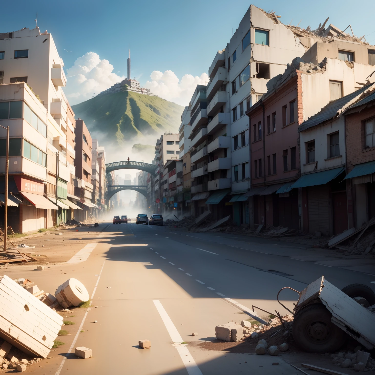 city ​​by day destroyed by earthquake