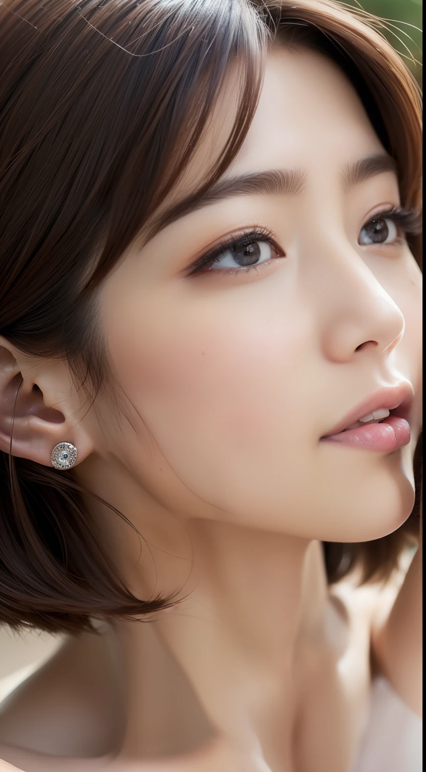 8K, Raw photo, Best Quality, masutepiece:1.2), Ultra Detail, Super Resolution, (photos realistic:1.37), (((shoot from side))), high-definition RAW color photography, professional photograpy, highly detailed and beautiful, Extremely detailed, Huge file size, Official art, Highly detailed CG Unity 8k wallpaper, Very detailed beauties, Highly detailed face, Highly detailed eyes, 二重まぶた, highly detailedskin, extremely detailed fingers, highly detailed nose, highly detail mouth, Perfect Anatomy, Vivid and highly detailed textures, (1 Japan women), (Bewitching Married Woman:1.3), (Adorable beauty:1.3), ((moaning in pain)), (((eyes are brown))), Toned body, ((Camel claws)), Cinematic Light, ((Looking Up:1.2), ((NSFW)), ((Looking at Viewer:1.6)), (Looking at the camera), photographrealistic, (Bokeh), (Dynamic Pose:1.2), (((Raise your hands above your head to show your armpits.))), ((NSFW)), (((F-cup))), ((spread breasts:1.2)), (((Sexy taut cleavage))), ((upper thigh:1.2)), (Fashionable:1.2, nipple rings, a necklace, Earring), ((((Camel claws)))), (((short-hair, Fashionable hair))), (Hotel), (Bed in the background), (Brunette hair), ((J-pop Idol)), full body Esbian, (depth of fields), (One navel),