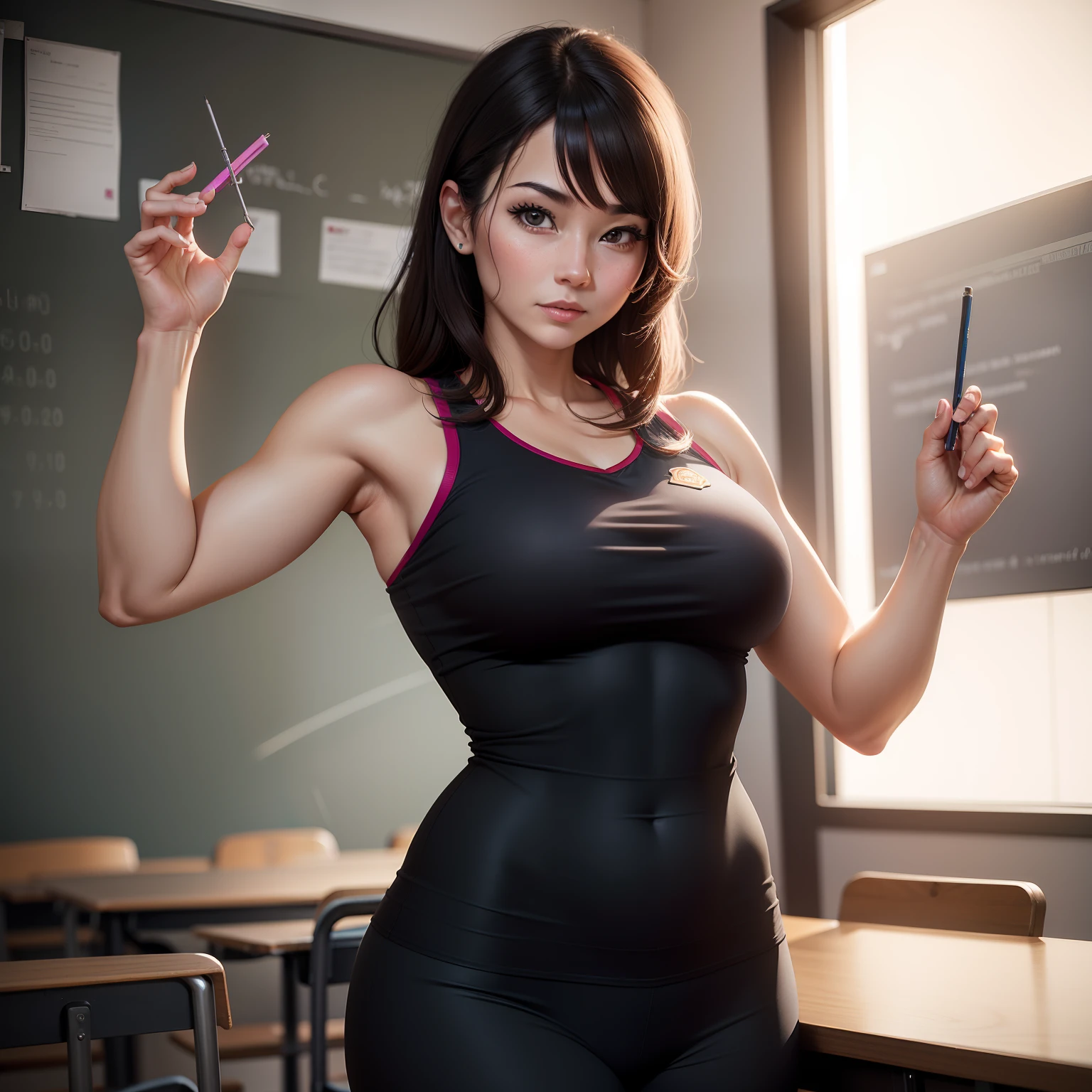 A female teacher of good shape