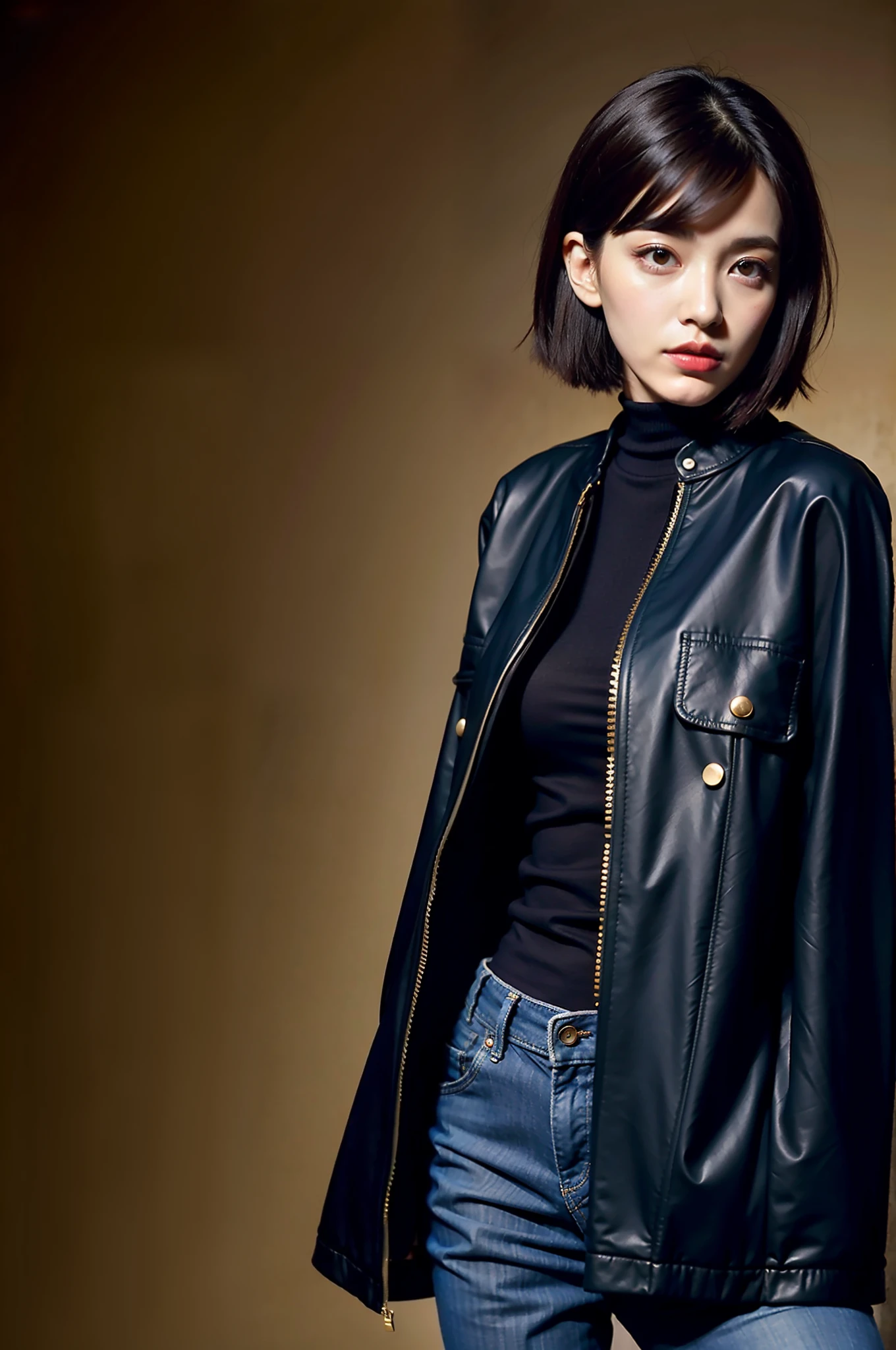 Winter clothes, Blackchester Court, Slim silhouette, classic style,Mannish make-up, ((cool short hair :1.2)) jacket style