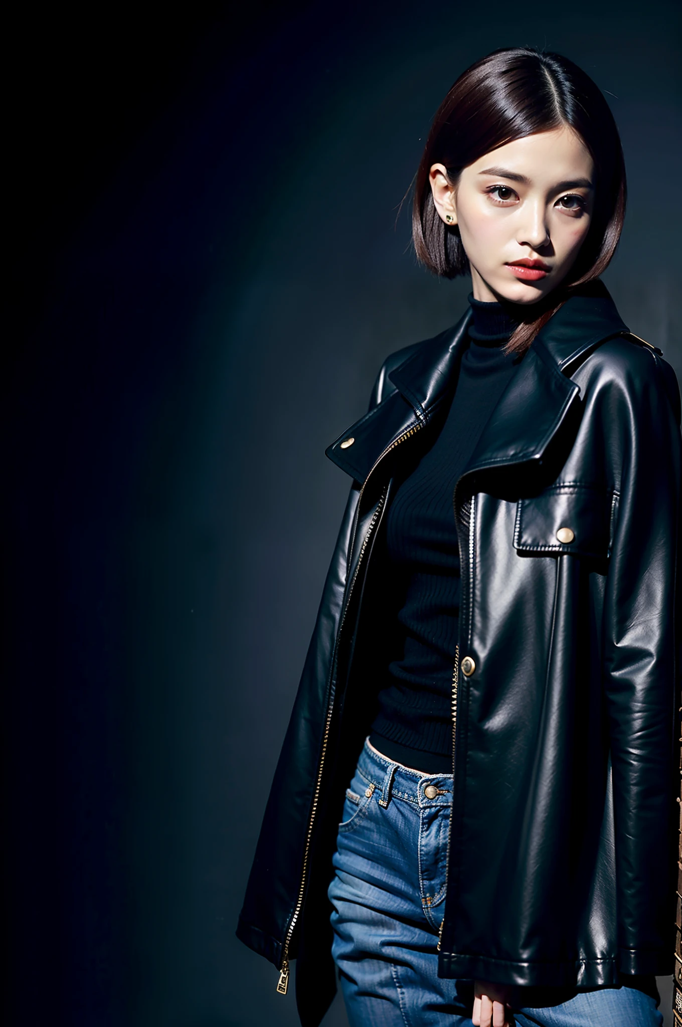 Winter clothes, Blackchester Court, Slim silhouette, classic style,Mannish make-up, ((cool short hair :1.2)) jacket style