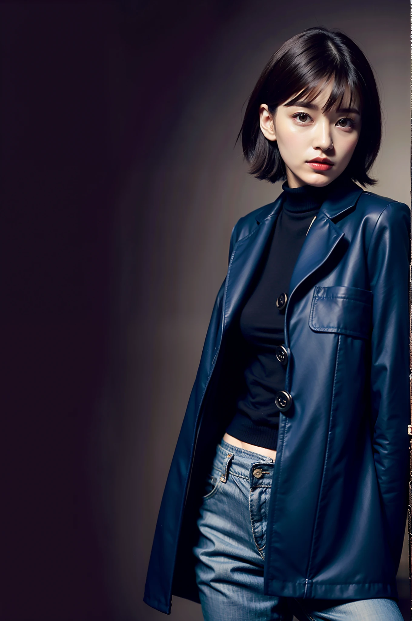 Winter clothes, Blackchester Court, Slim silhouette, classic style,Mannish make-up, ((cool short hair :1.2)) jacket style