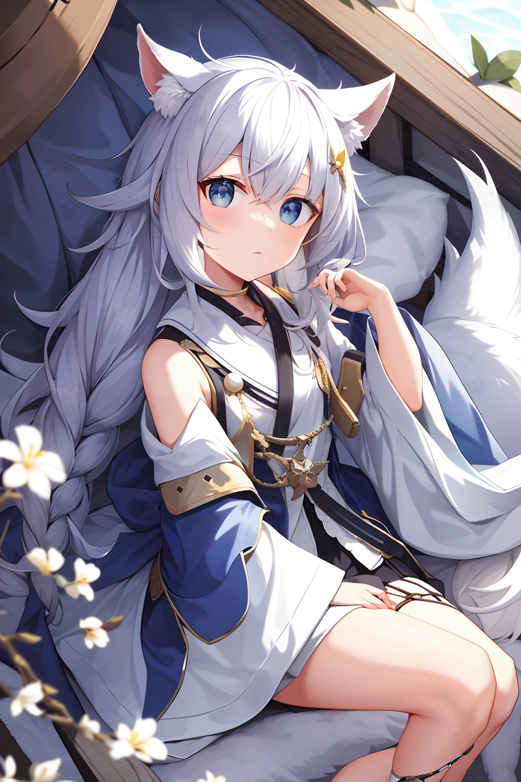 The right hand is resting on the head