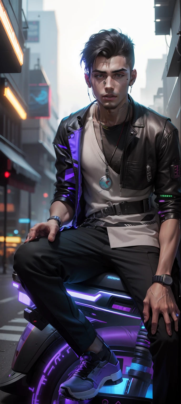 Handsome boy cyberpunk realistic