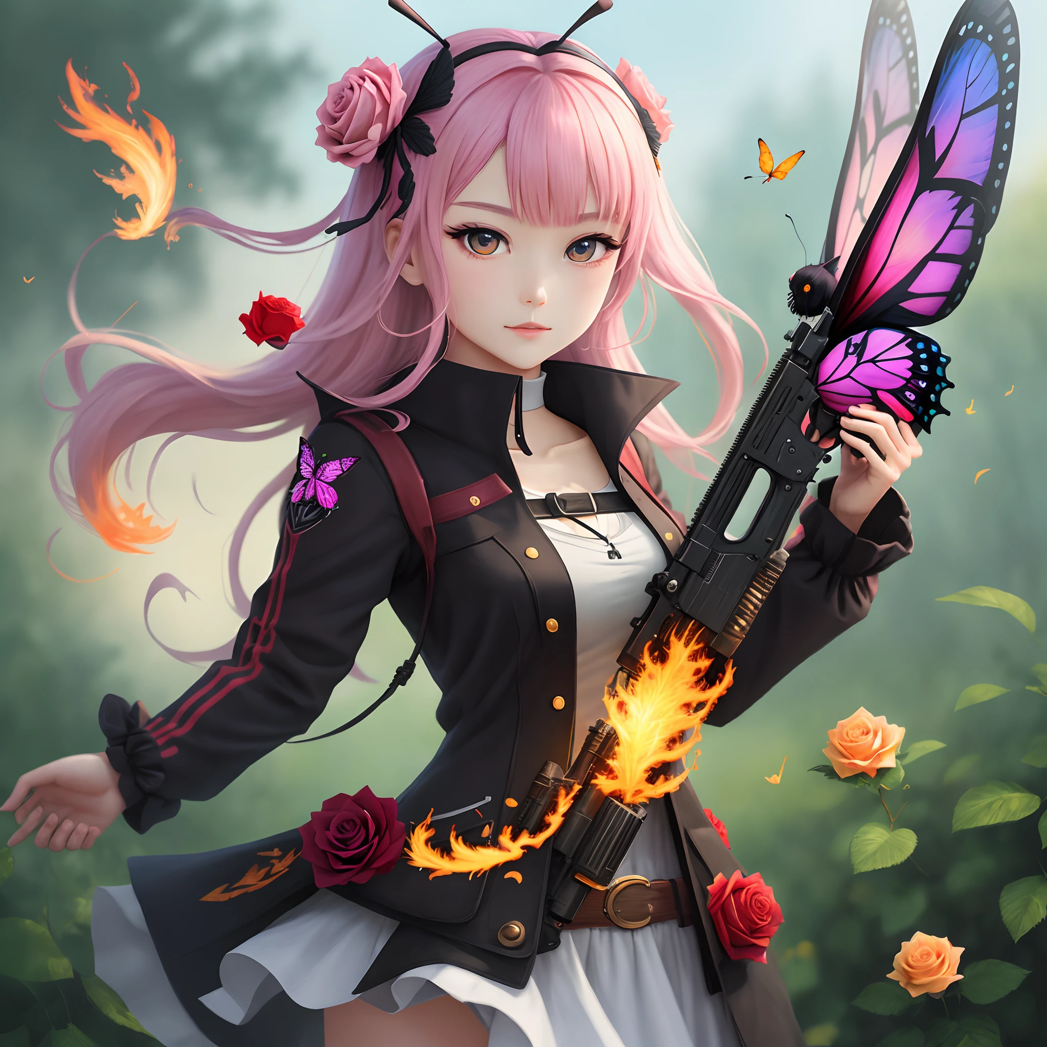 Butterfly flame gun rose