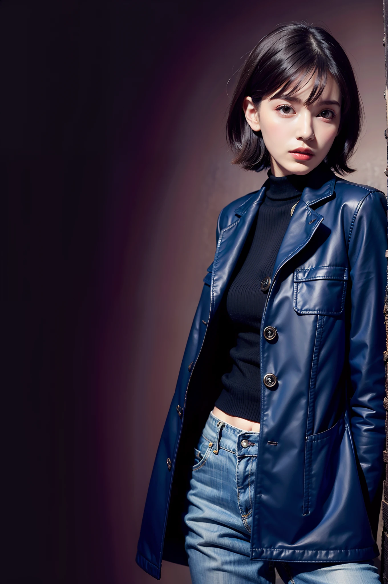 Winter clothes, Blackchester Court, Slim silhouette, classic style,Chic make-up, ((Chic short hair :1.2)) jacket style