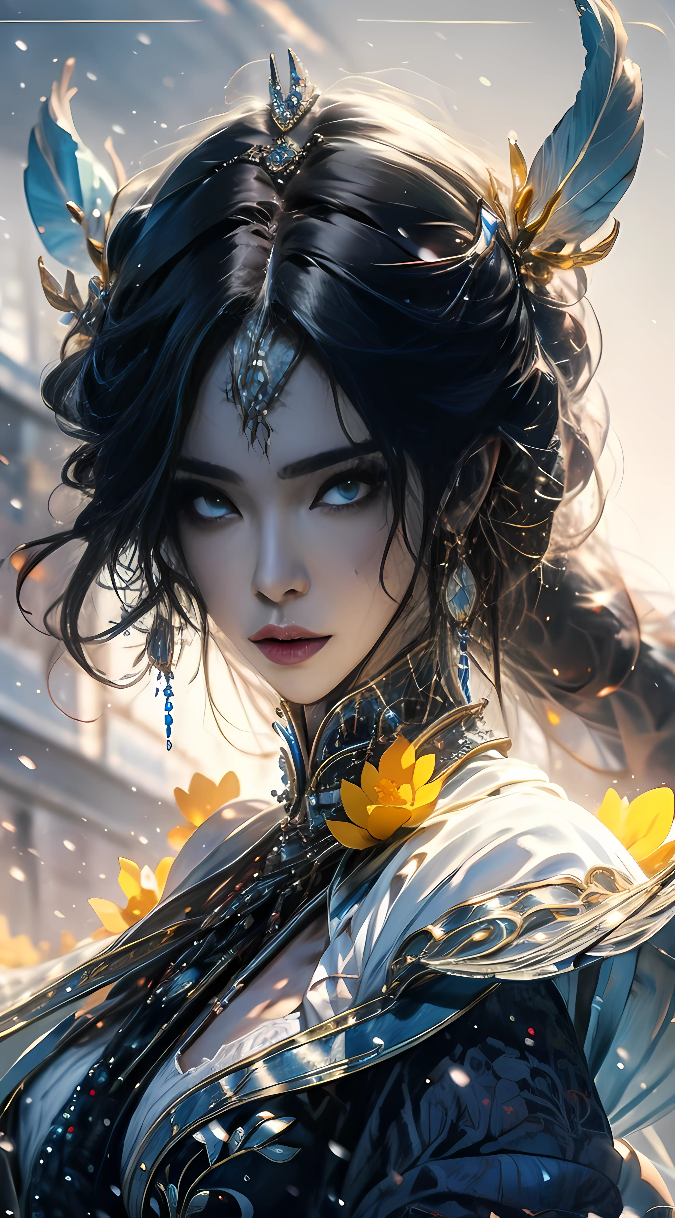 painting of a woman with a mask and feather in her hair, artwork in the style of guweiz, guweiz, guweiz masterpiece, beautiful character painting, by Yang J, girl with white eyes, fantasy blindfold, guweiz on pixiv artstation, white mask, guweiz on artstation pixiv, beautiful anime artwork