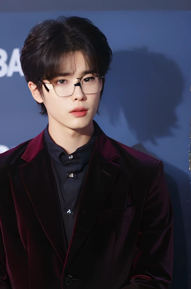 male people+eye glass, closeup cleavage+suit and tie, Handsome and handsome, half-mechanical
