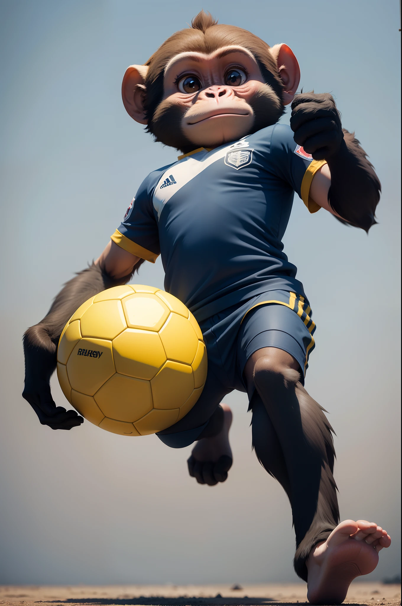 monkey wearing soccer uniform, minimalist