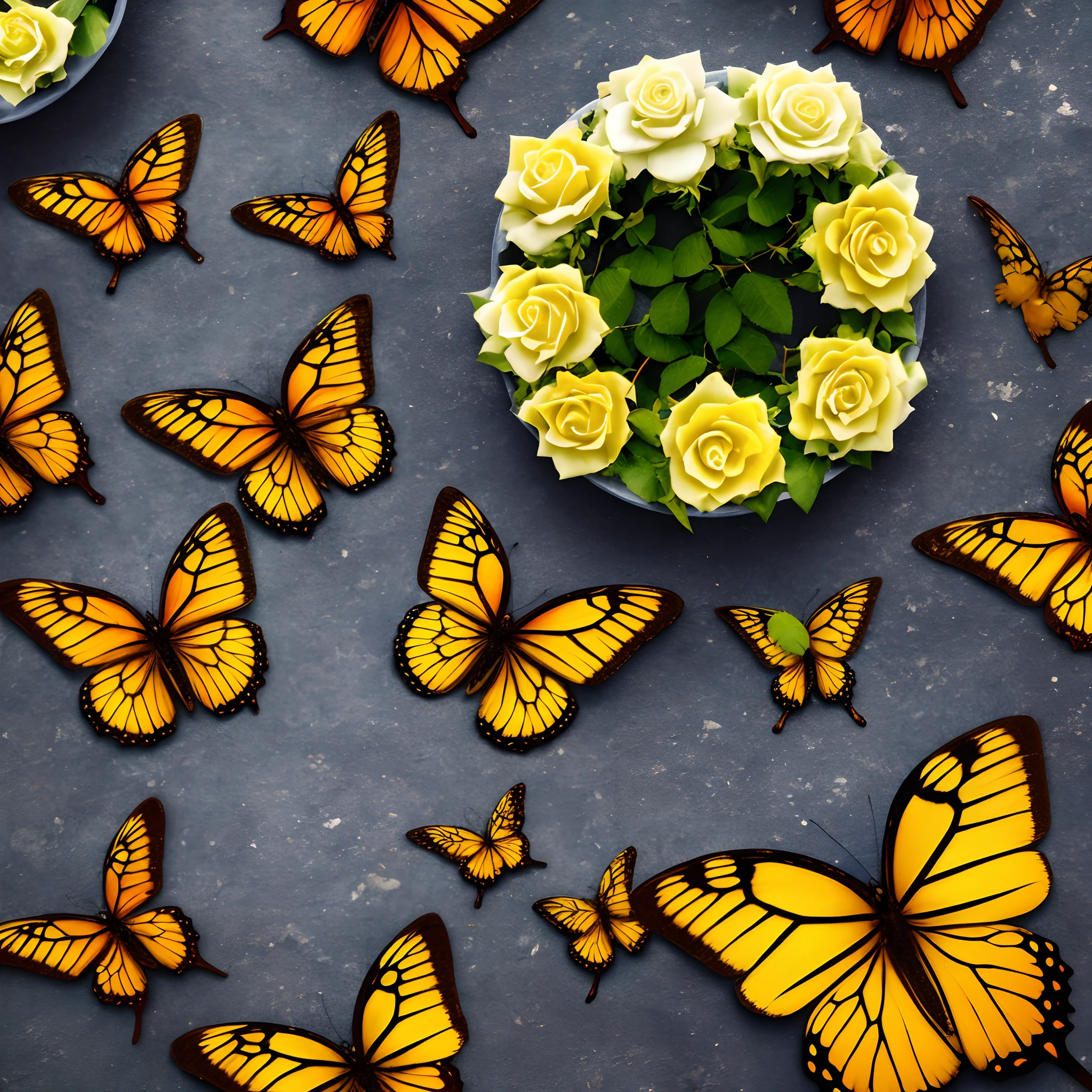 photorealestic,butterflys,rosette,firey