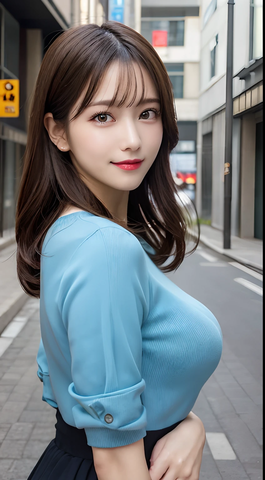 masutepiece, Best Quality, Illustration, Ultra-detailed, finely detail, hight resolution, 8K Wallpaper, Perfect dynamic composition, Beautiful detailed eyes, doress,Medium Hair, Big breasts, Natural Color Lip, Random and sexy poses,Smile,Aoyama Street Walk、Fashionable summer clothes、20 years girl
