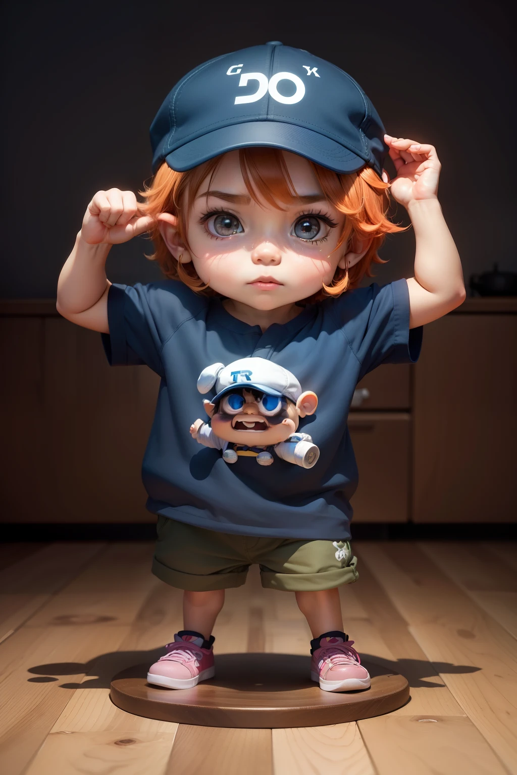  with cap, Chibi, ultra detalhado, design pixar, 4k, UHD, studio lighting, corpo inteiro, barba, em breve, estilo Disney moderno