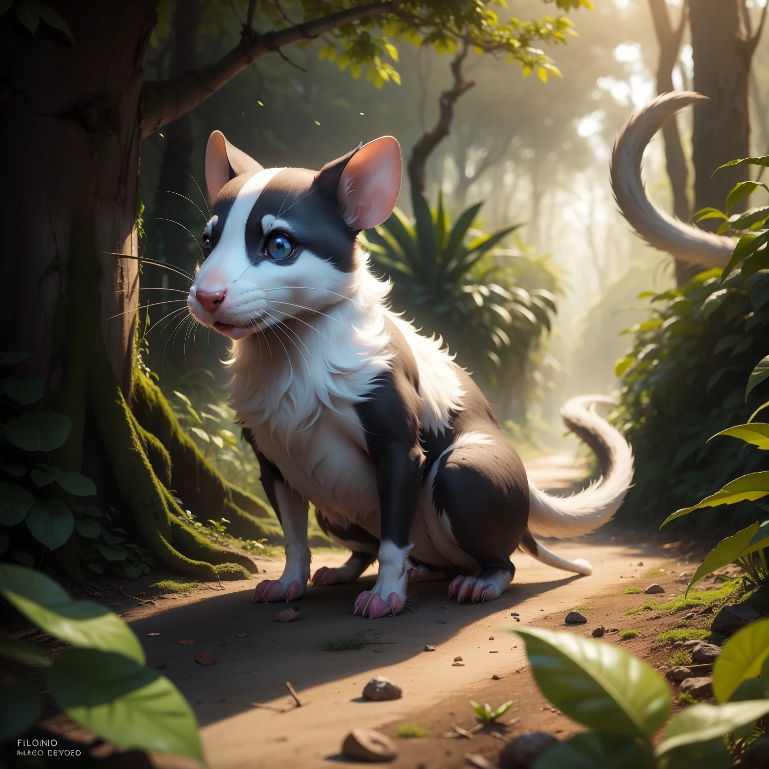 Rato aventureiro perdido na floresta