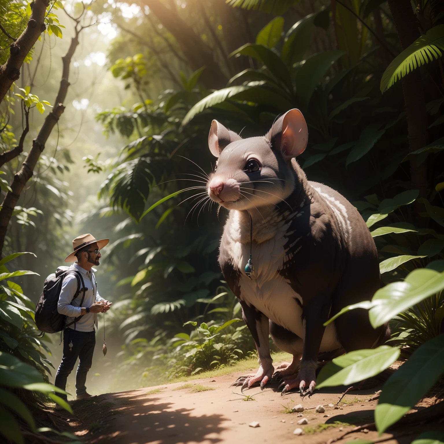"((Rato aventureiro conversando com uma coruja)+floresta)"