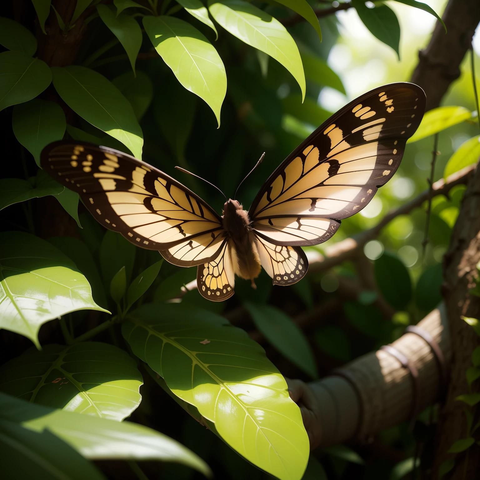 Rato aventureiro seguindo borboleta na floresta