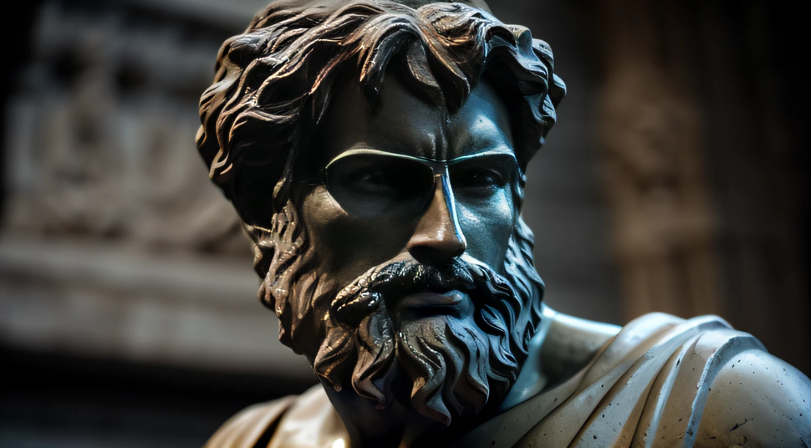 a close up of a statue of a man with a beard, Estoicismo, stoic, eStoic face, escultura realista de 8k bernini, divino e estoico, estoico and calm, an ancient greek statue, Stoic attitude, classic sculpture, ancient greek statue, Retrato Zeus, Greek statue, eStoic facial expression, Pose estoica