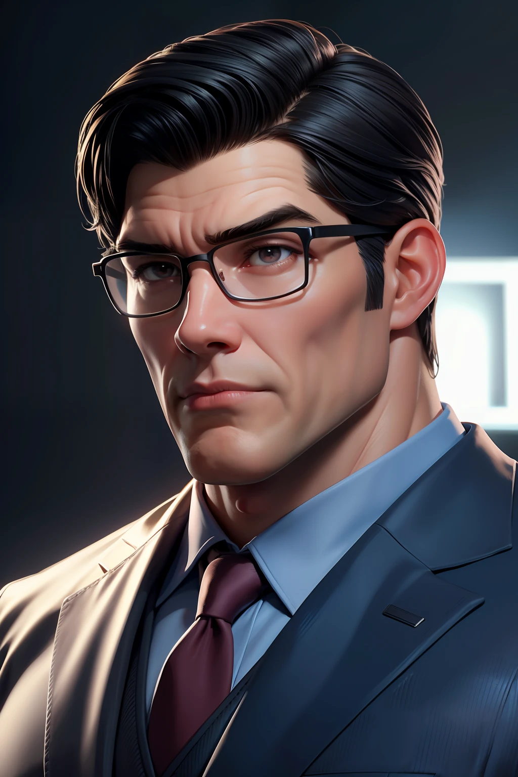 Clark Kent (strong man) (strong chin) beautiful face, expression of confidence, wearing a suit, DC Comics, heroic pose, American propaganda poster, Realism, reflection light, masterpiece, anatomically correct, super detail, 4K, DC Comics, 100mm