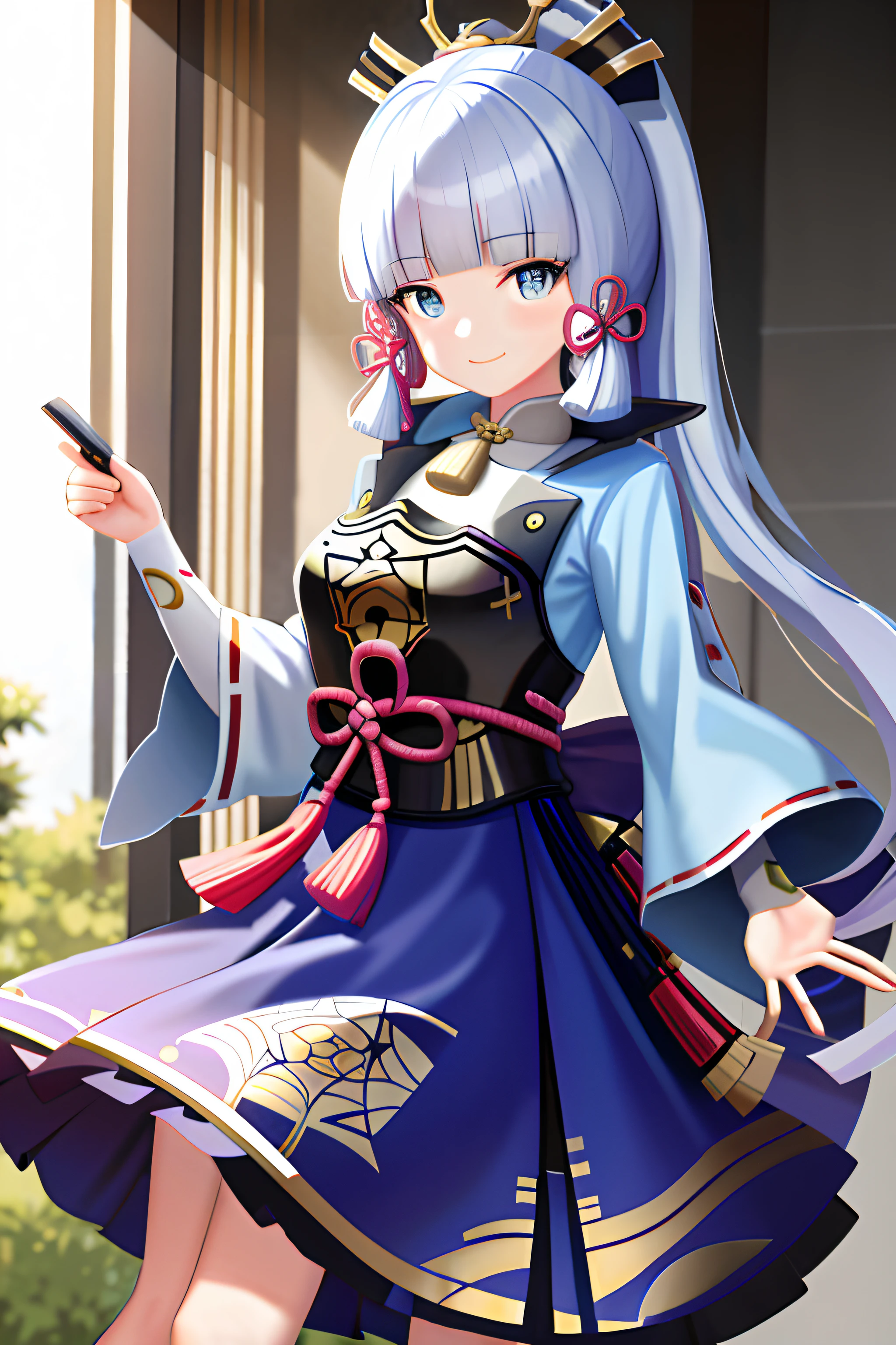 masterpiece, highres, best quality, 1girl solo, kamisato_ayaka, smile, kimono