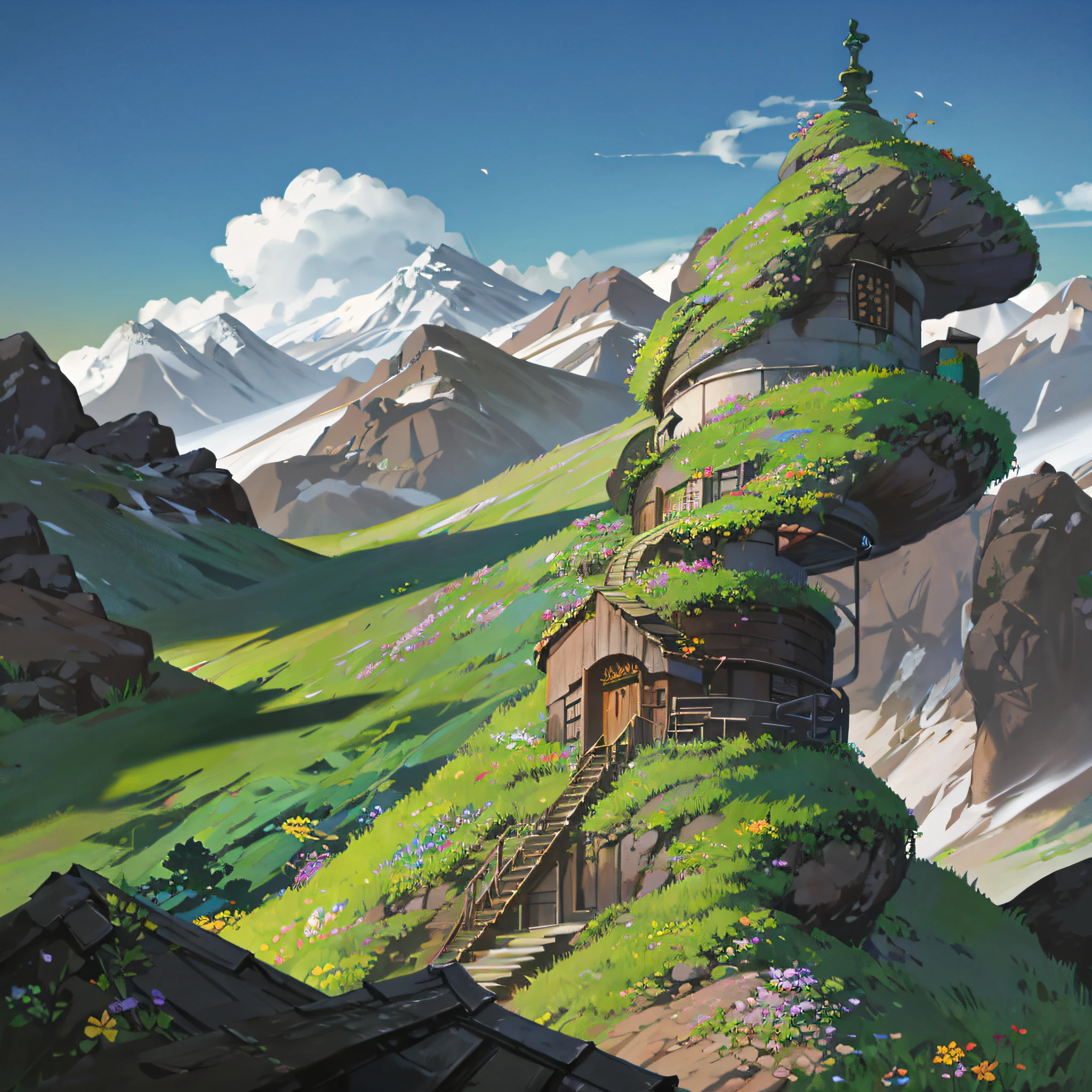 Up the green slope, beneath the forest’s roof,
With slow, soft steps leaving the mountain’s steep,
And sought those inmost labyrinths, motion-proof
Matilda Gathering Flowers