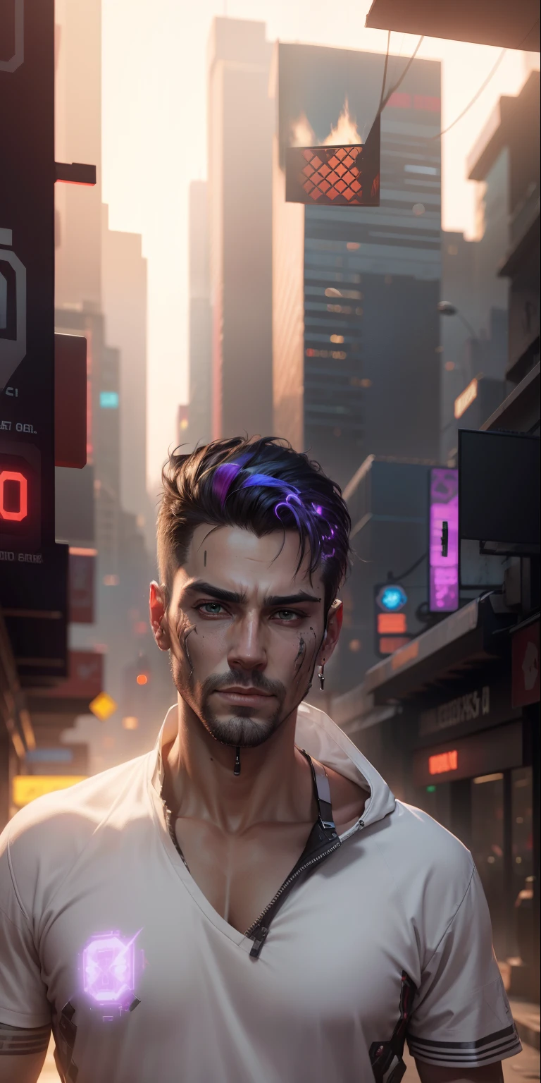 Change background  8k handsome realistic face cyberpunk