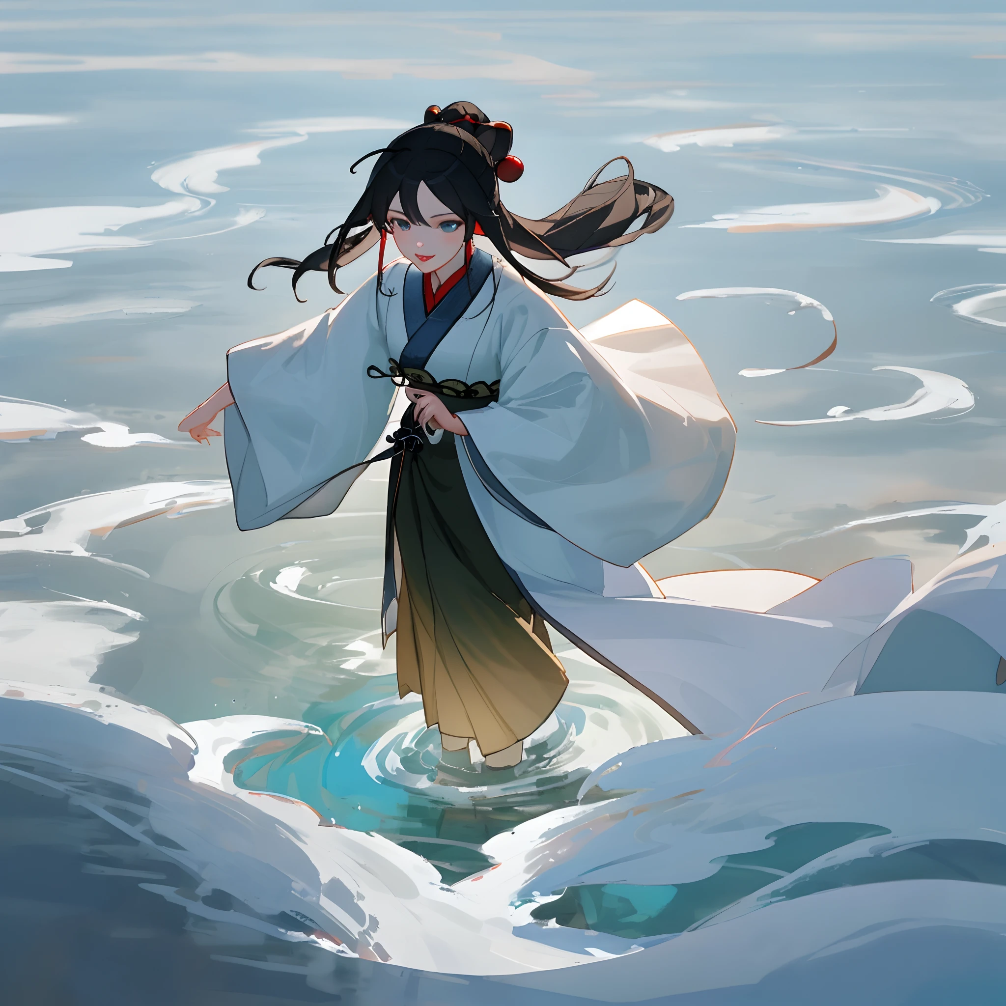 A woman gently pushed open the door, and a woman in white stood with her tongue in her hand。The eyes are like clear streams, and the water flows into samsara,Qi Zhu's lips were as beautiful as snow,Gently move the figure,Hair like snow。