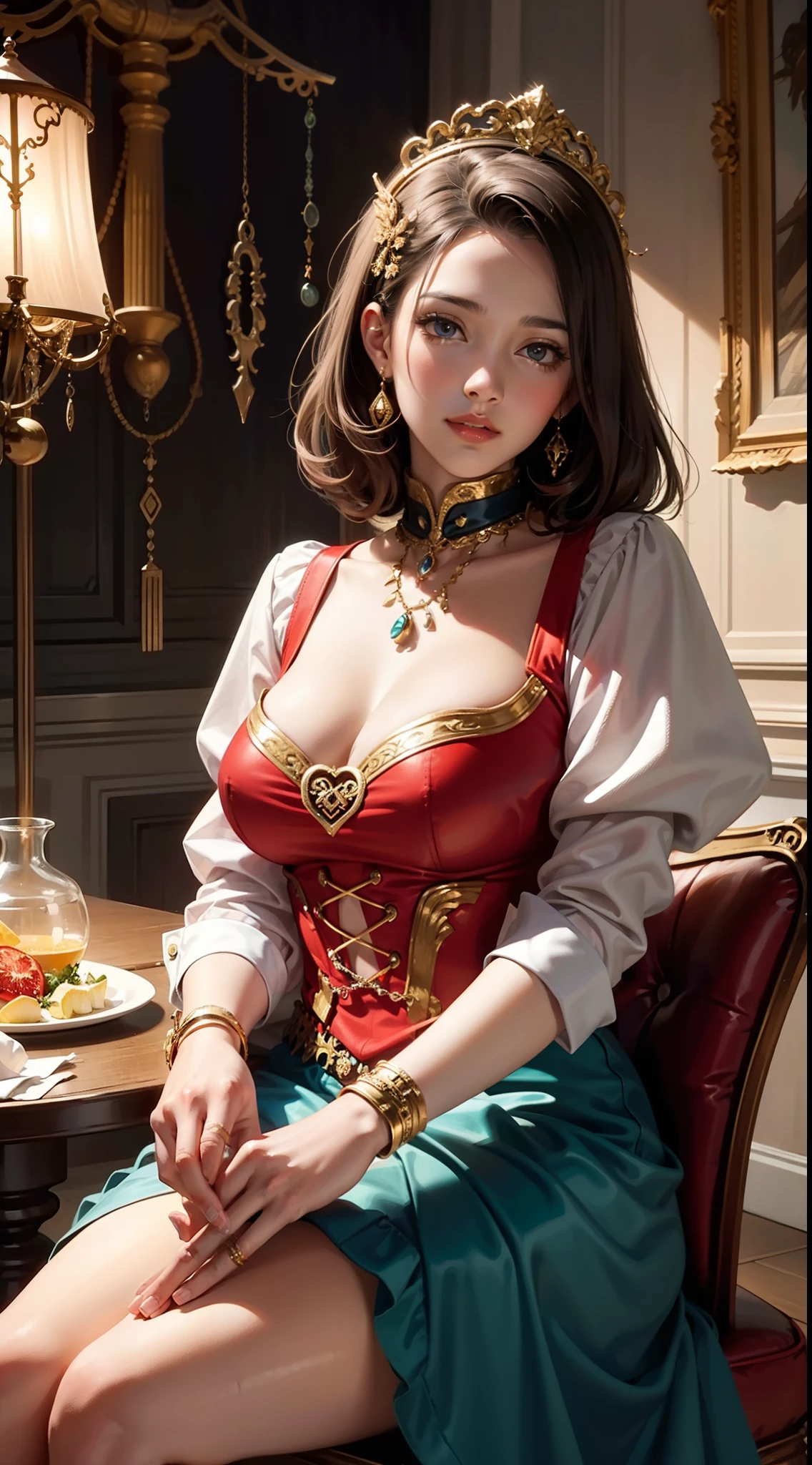 Beautiful woman in intricate Vintage Circus-Inspired Outfit