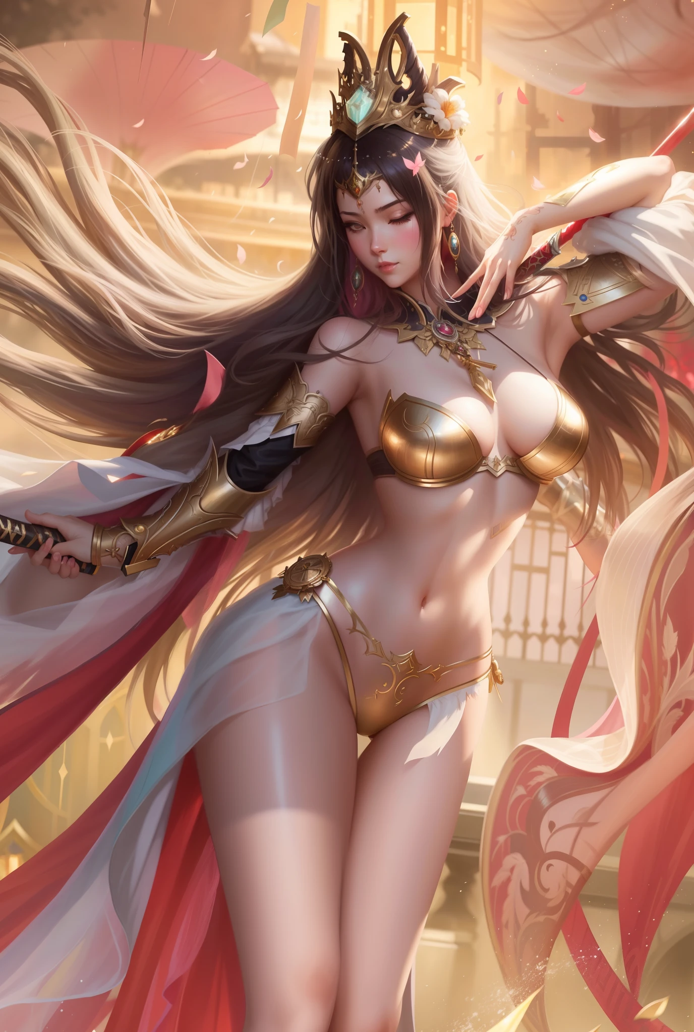 a close up of a woman in a costume with a sword, Extremely detailed Artgerm, a beautiful fantasy empress, IG model | Art germ, Phlegm sputum, phlegm | Art germ, Art germ on ArtStation Pixiv, concept-art | Art germ, Art germ. anime illustration, art-style, WLOP et Artgerm