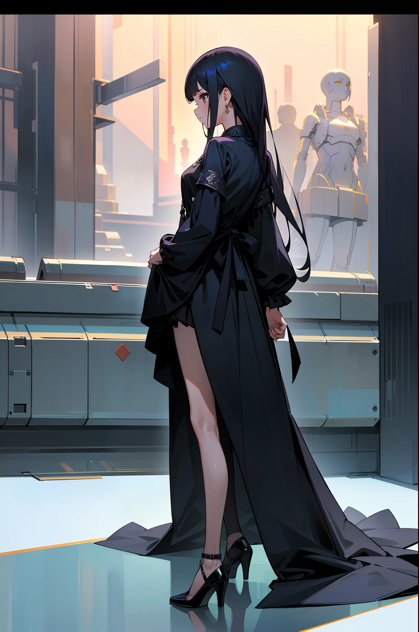 MKSKS style, (Very detailed background:1.0), (highly detailed back ground:1.0), 1girll, full_Body,,frontage,Masterpiece, Best quality, (1girll, Solo, Girl:1.2), ,standing,Mannequin,catwalks,Thin leg,frontage,frontage,