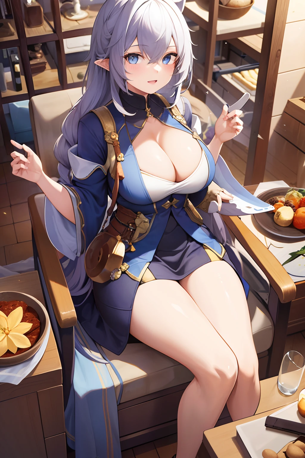 1girll,tmasterpiece,8k,Half realistic,4k,RTX,Shaders,Excellent texture work,Lori huge breasts cleavage