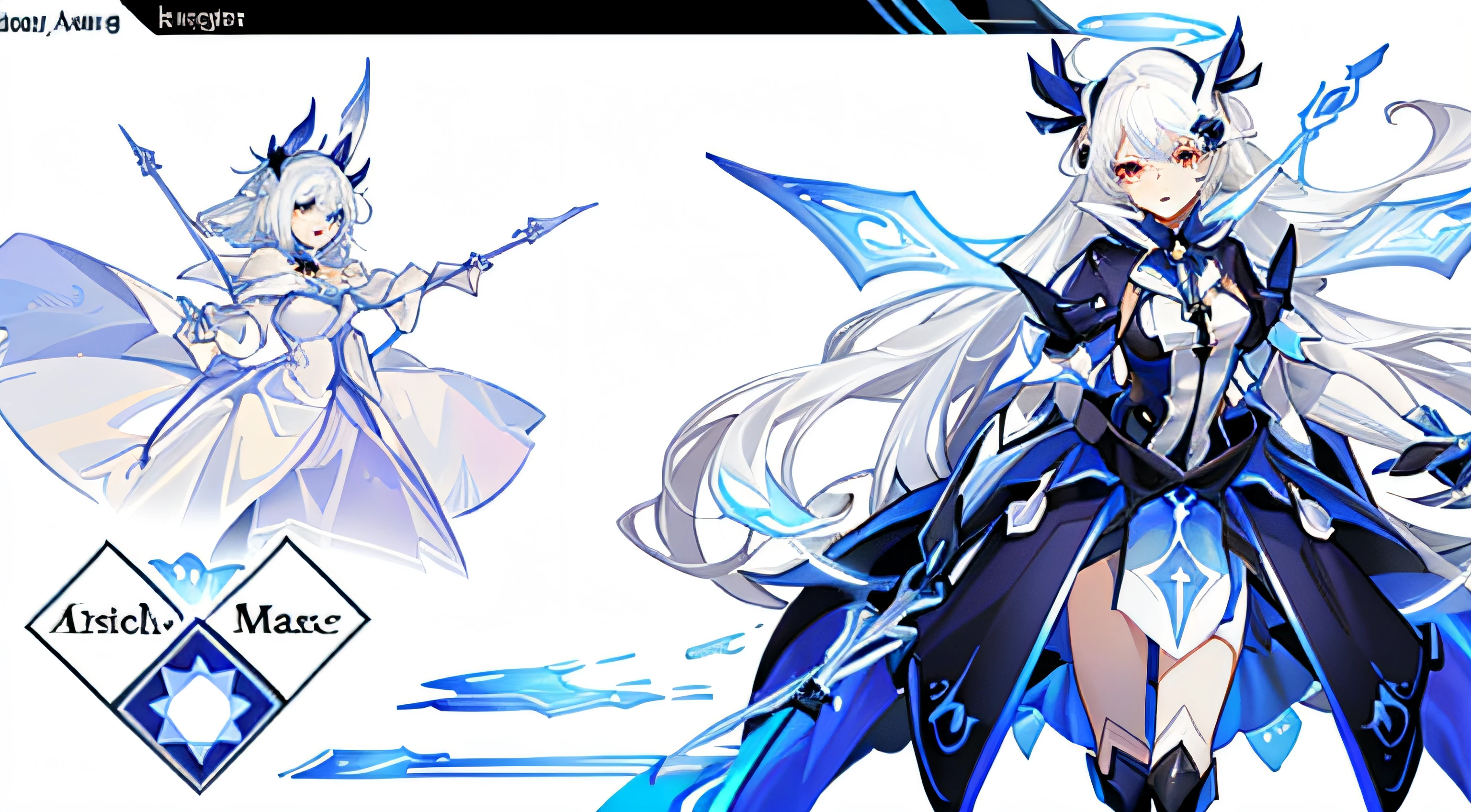 Beautiful celestial mage, white-haired god, celestial aura, Knights of the Girls, official character art, ethereal anime