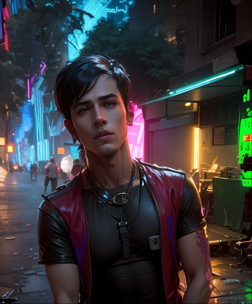 Background change, cyberpunk handsome boy, 8k