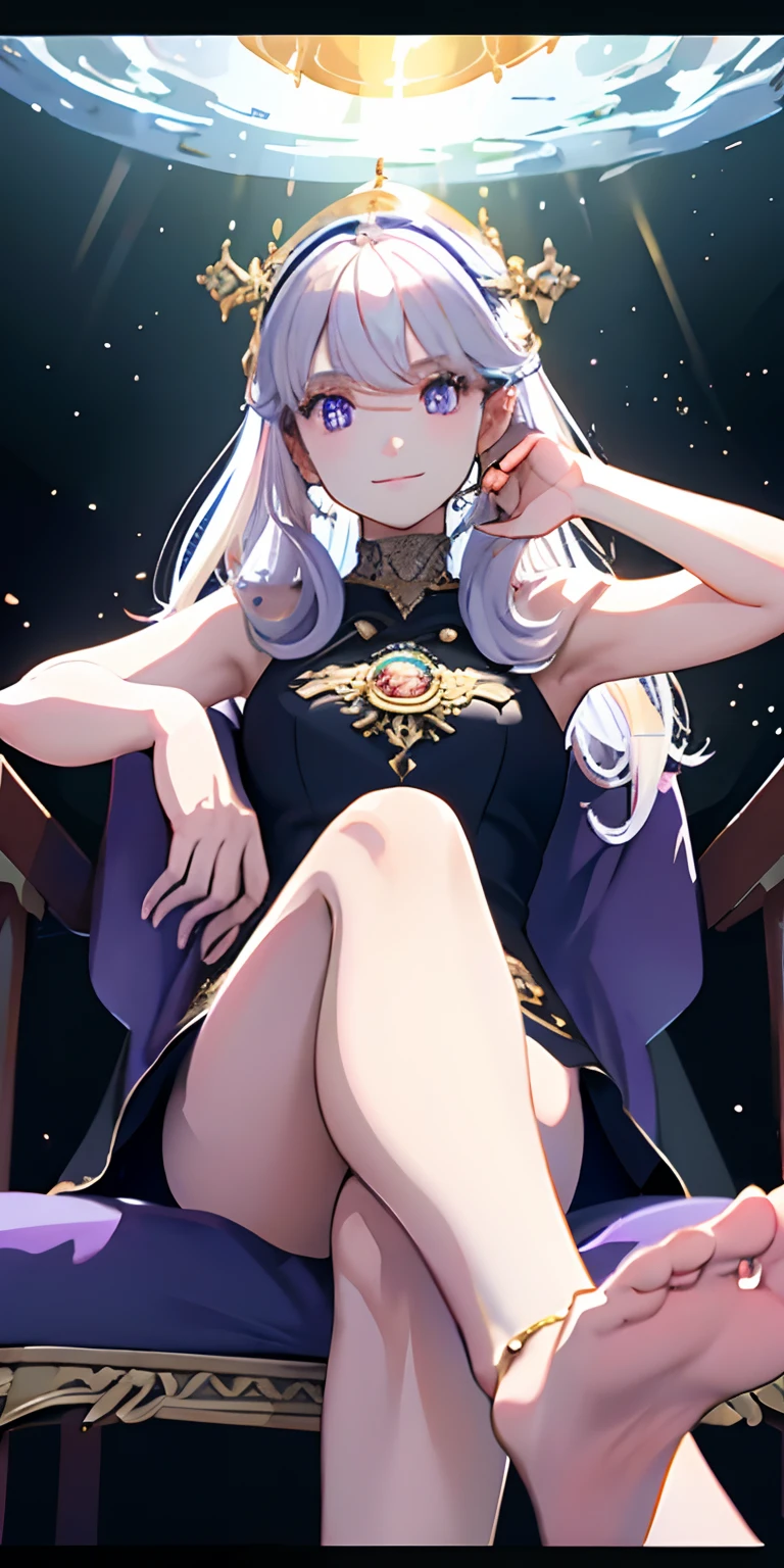 [(Transparent background:1.5)::5],(((Masterpiece))),(((Best quality))),(((Extremely detailed))),illustration, 1girll,Solo,mysterious,vivd colour,Shiny, Underwater transparent sealed hemispherical glass dome, (White hair),(Purple eyes), full bodyesbian,Barefoot,Long hair is calm and natural, Koi,Underwater, Dome,Close up,Dynamic actions,Lens perspective,(((Box composition))),sitting cross-legged，Leaning against the bookshelf, voluminetric lighting, multi colored eyes, Detailed eyes, ultra - detailed,Light smile, Highly detailed, Beautiful, small detailed, Ultra detailed, Best quality, Intricate, 4K, 8K, trending on artstationh, Good anatomy, Beautiful lighting, Award-winning,