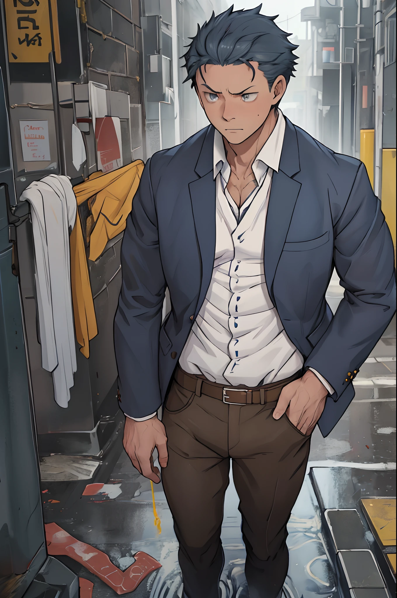 (1 Adult male),A high resolution, Sharp focus, Pixiv masterpiece, ((Complicated details)), highly detailed, natsuki_subaru, 1 man,perfect male figure,Urine on the trouser leg, Nervously bow your head,is shy,embarressed,exhilarated,is shocked,panicking,worry,A pool of urine formed around him,Very eager to pee,Unbearable,Wet yourself,Urine discharge,full bodyesbian,are standing,Tired,decadent, blue color eyes(eyes glowing), Short yellow hair,white shirt,Wear a tie,Wear a belt,trousers,perspire,Drenched,Get wet,pissing,urine flows down the pants,look from down