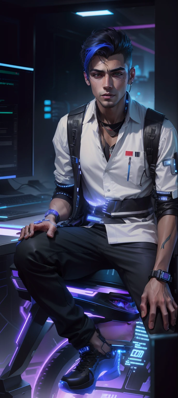Change background cyberpunk handsome boy, realistic face,8k ultra realistic