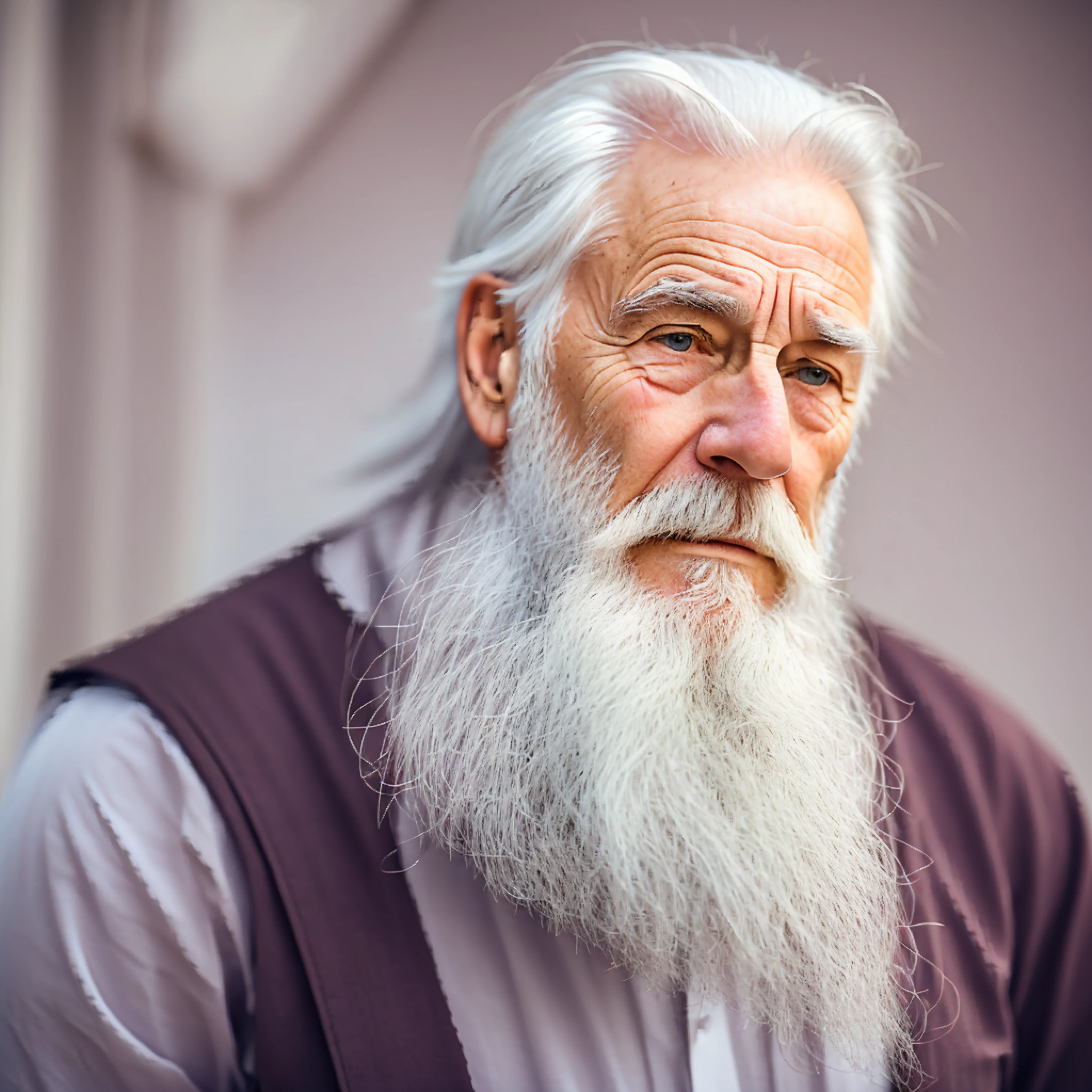 an elder with beards and white hair, with a serene face --auto --s2