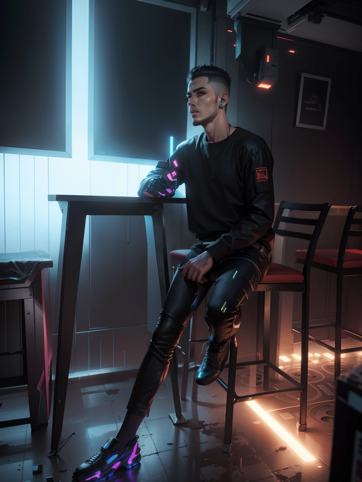 Change background cyberpunk handsome boy, realistic face, 8k, ultra realistic,