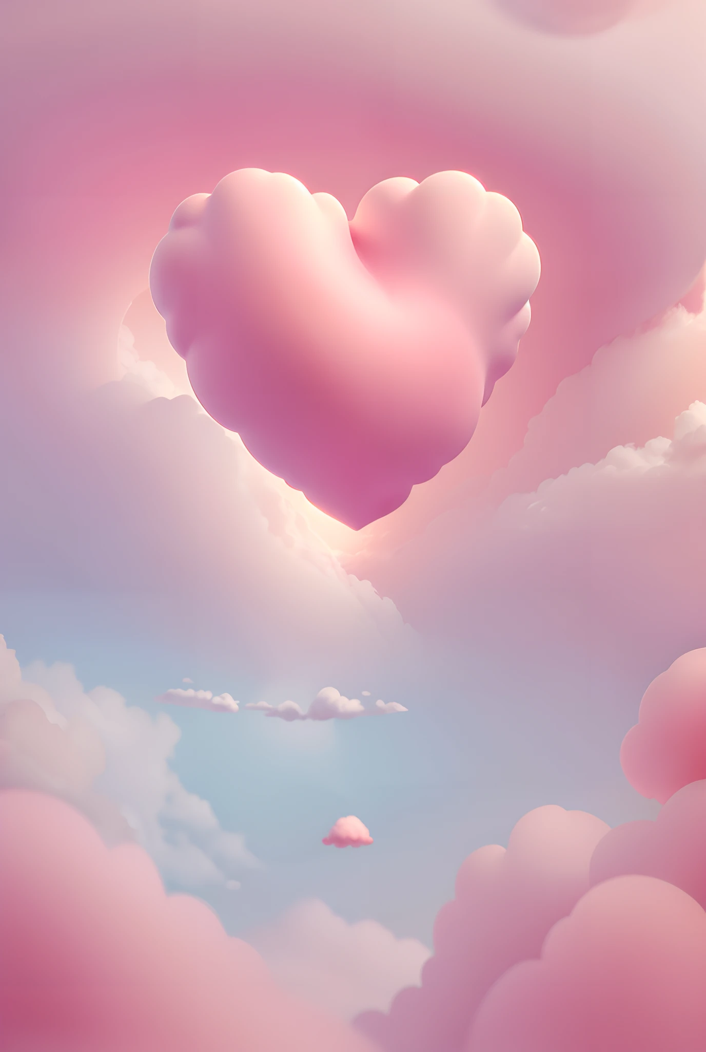 Draw a cardioid cloud, fluttery,Lighthearted atmosphere,Pink color scheme,Small Fresh