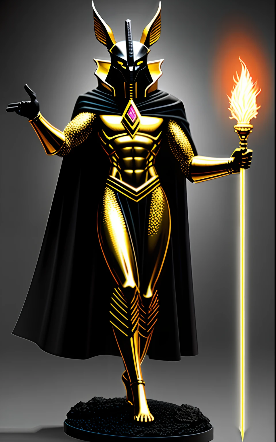 (high high quality),photorealestic,(oil painted)
jewely, (Solo exhibition),
(dynamicposes),To the right,(portal to hell)),firey,Hellscape,(Underworld),(Dark green landscape),
Anubis, Egyptian jackal-headed god, Humanity, musculous, (Holds golden scales), dynamicposes, Anubis spear,cinematic ligh, (Dramatic camera angle), Silver armor:0.2, black and gold cloak, (Good anatomy), (good proportions), Award-Awarded, tmasterpiece, at centre,