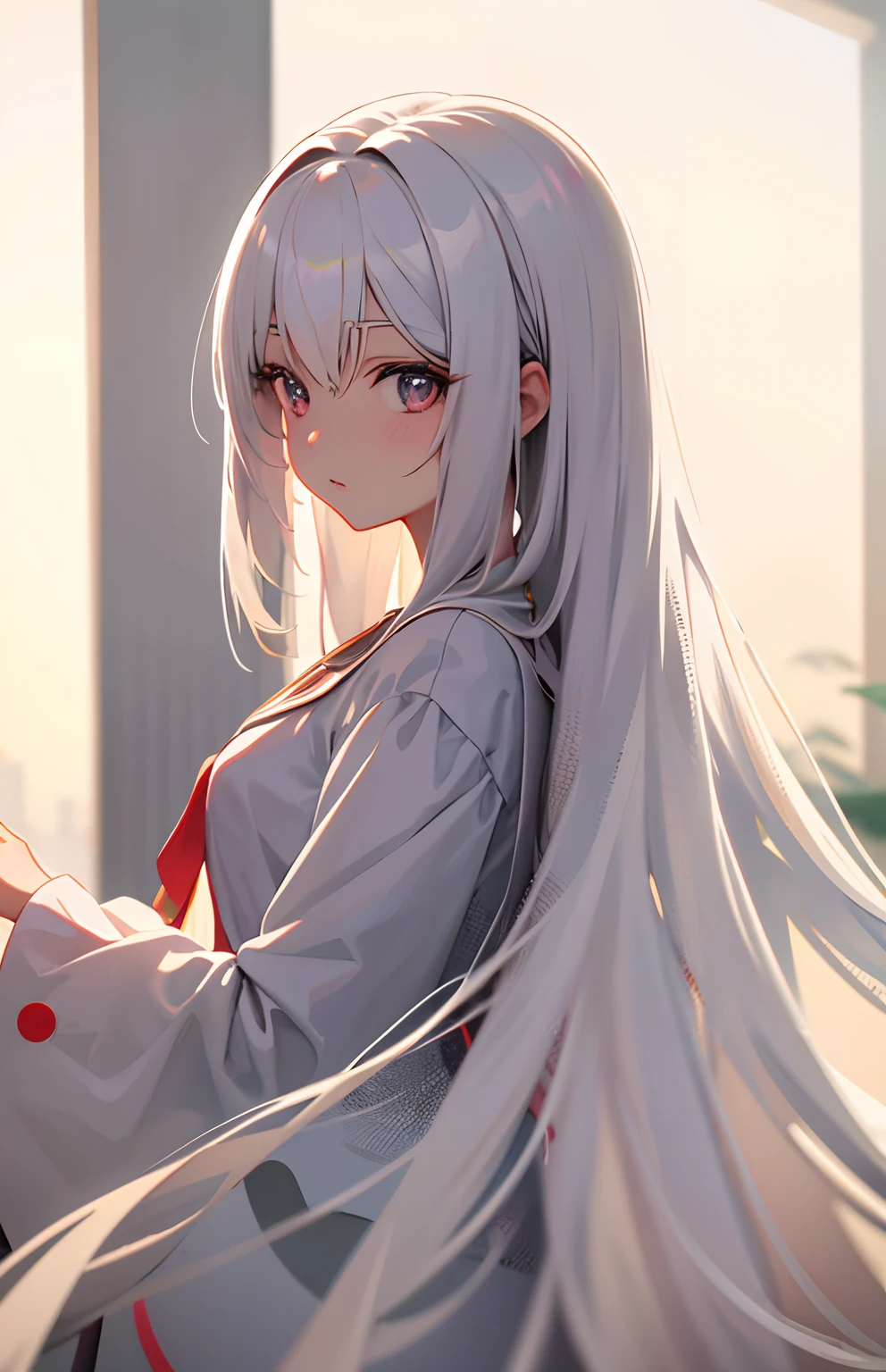 Anime girl with long white hair and white dress, style of anime4 K, Guviz, attractive anime girls, Beautiful anime girl, detailed portrait of an anime girl, seductive anime girls, up of young anime girl, Anime girl, Cute anime girl, Detailed digital anime art, From Arknights, An anime girl, Guviz-style artwork