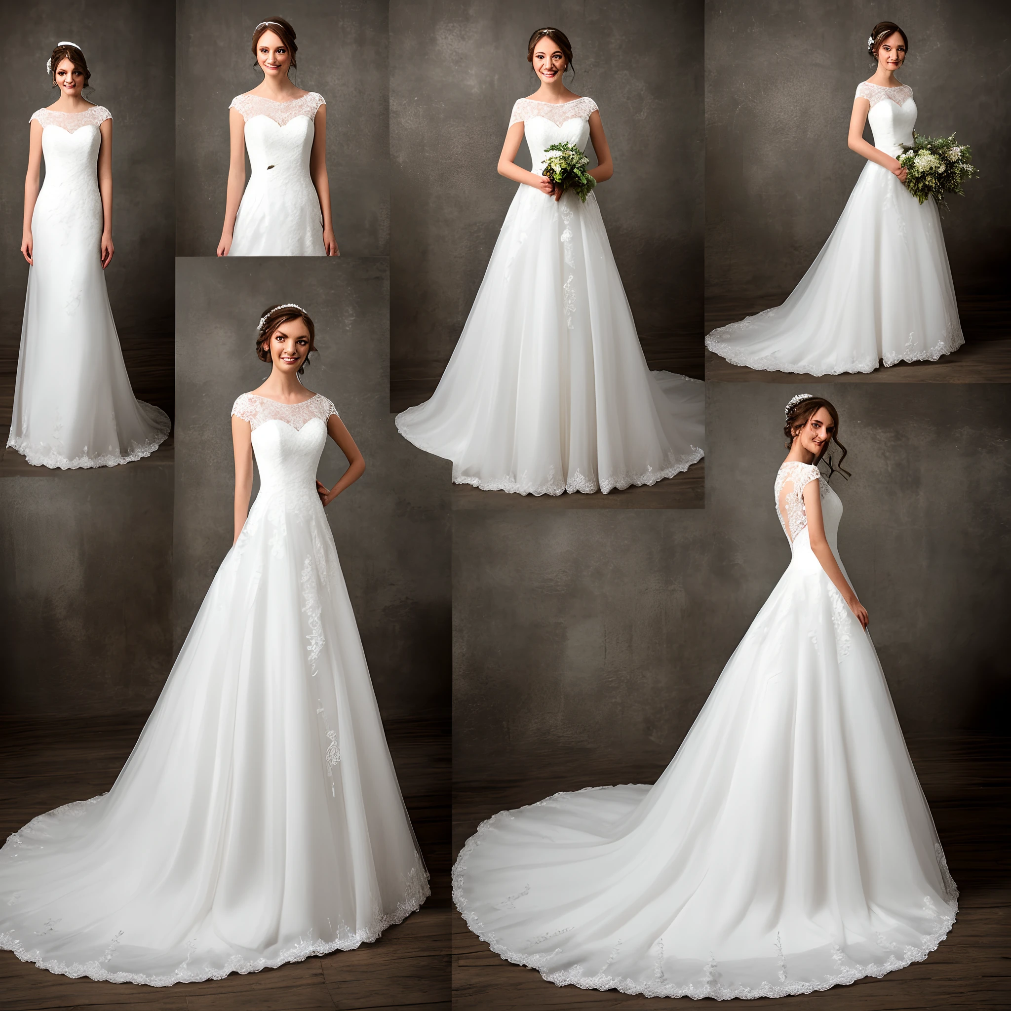 the bride，white wedding gown，Gatling