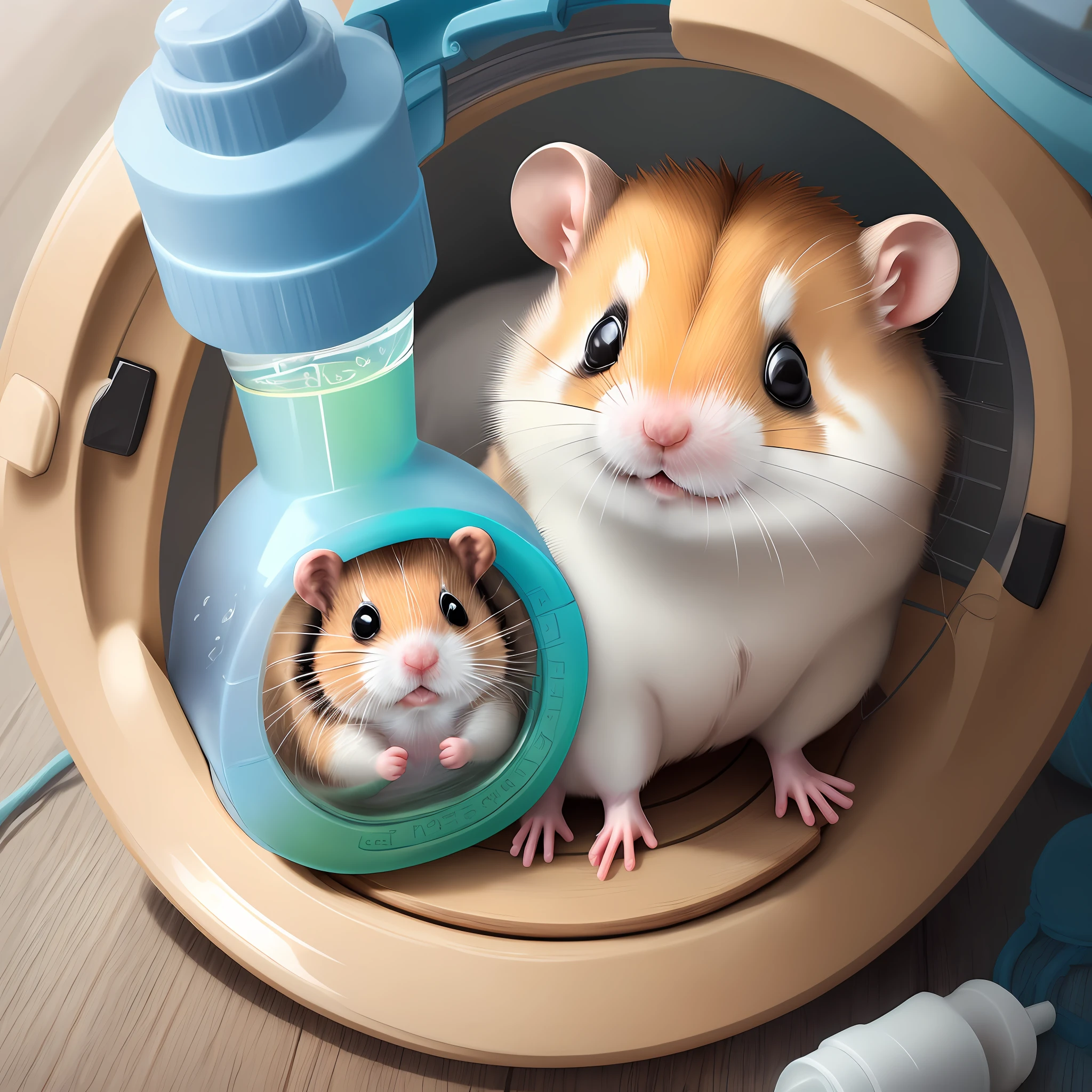 white illustrated style, with the text “Feeling tired” displayed above it. The hamster is sweating and there’s a water bottle placed nearby:
“5. The adorable illustration depicts a hamster diligently spinning a wheel, while appearing a bit tired. The little hamster is seen sweating and a water bottle is conveniently placed nearby.”