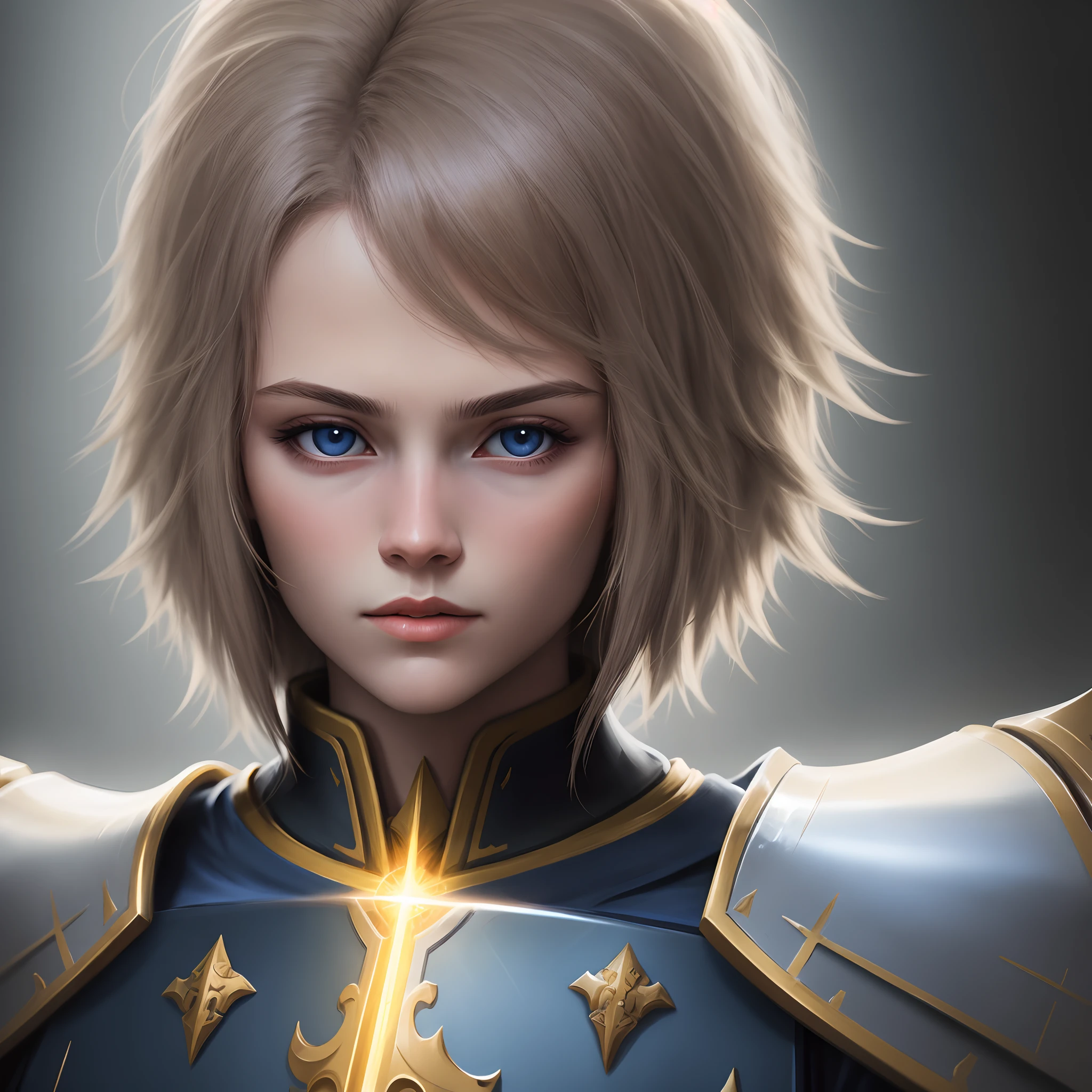 holy paladin，saintess，photorealestic，head portrait