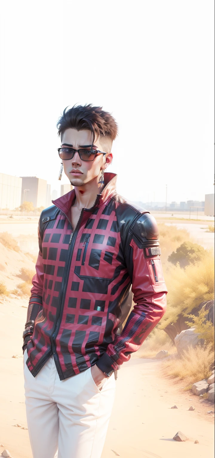 Change background cyberpunk handsome boy, realistic face, 8k, ultra realistic,