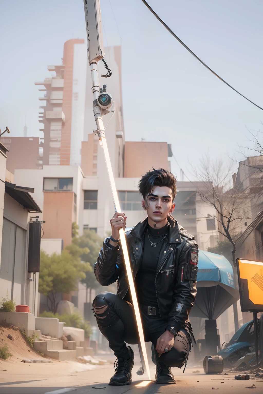 Background change cyberpunk handsome boy ultra realistic face4k, realistic,