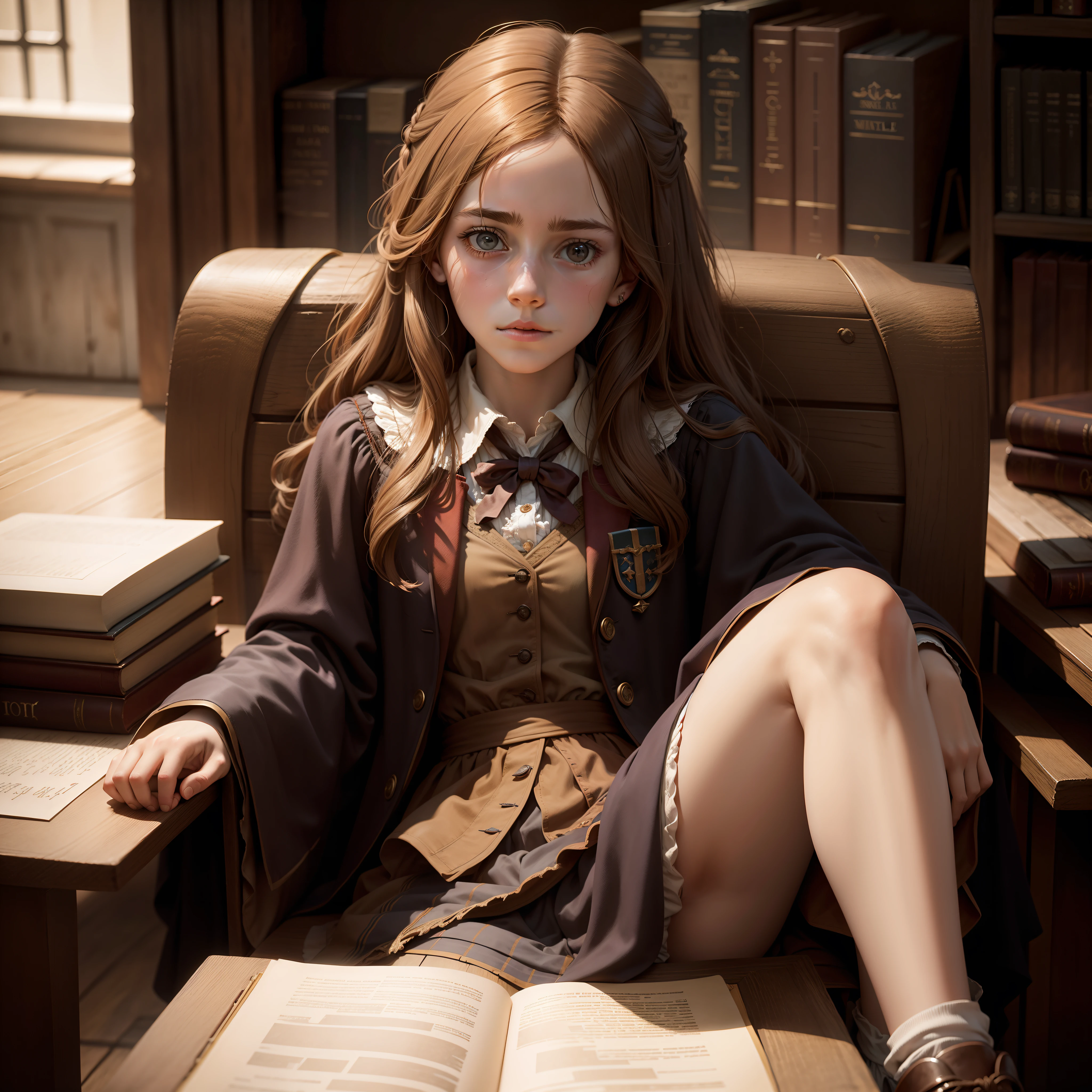 Hermione Granger sat behind the crucible