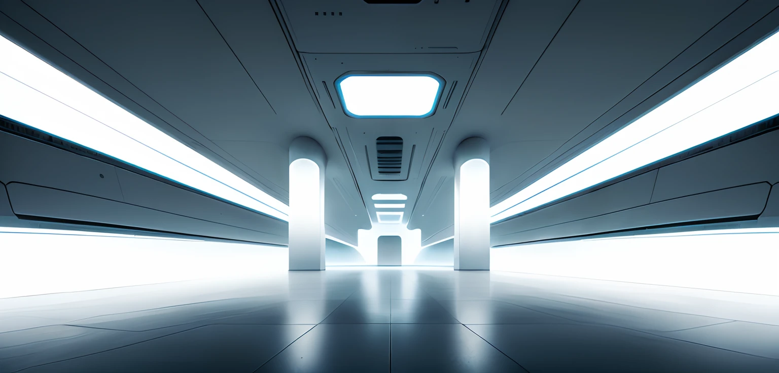 future-tech，futuritic architecture，white wall，with light glowing