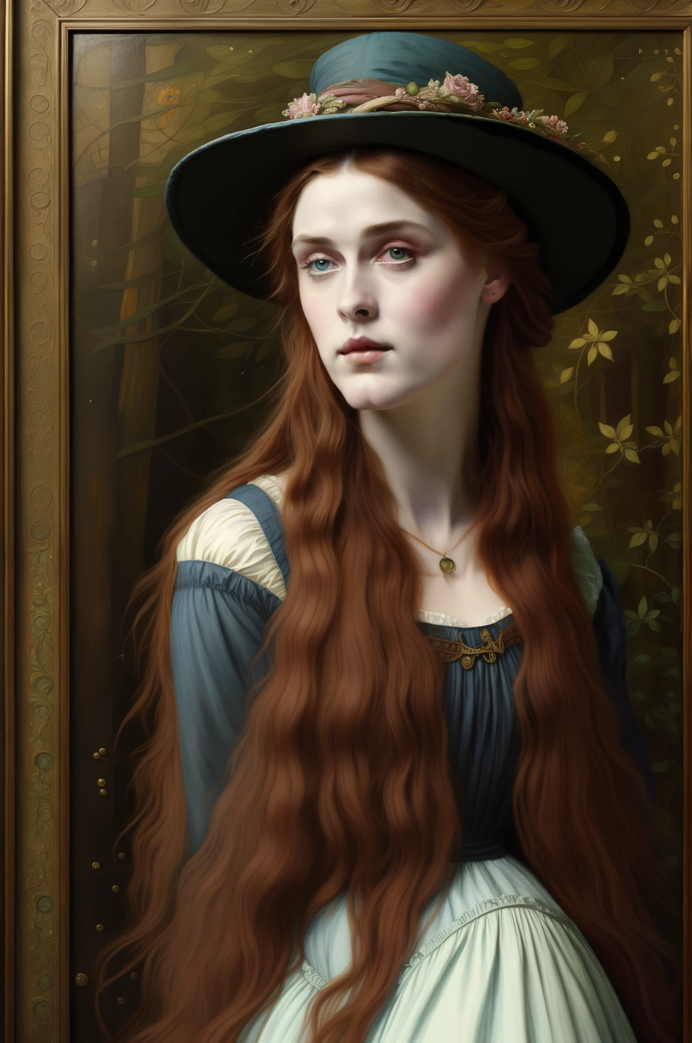 (((Pre-Raphaelite painting))), hatter of the tale Alice in Wonderland (rosto renascentista)