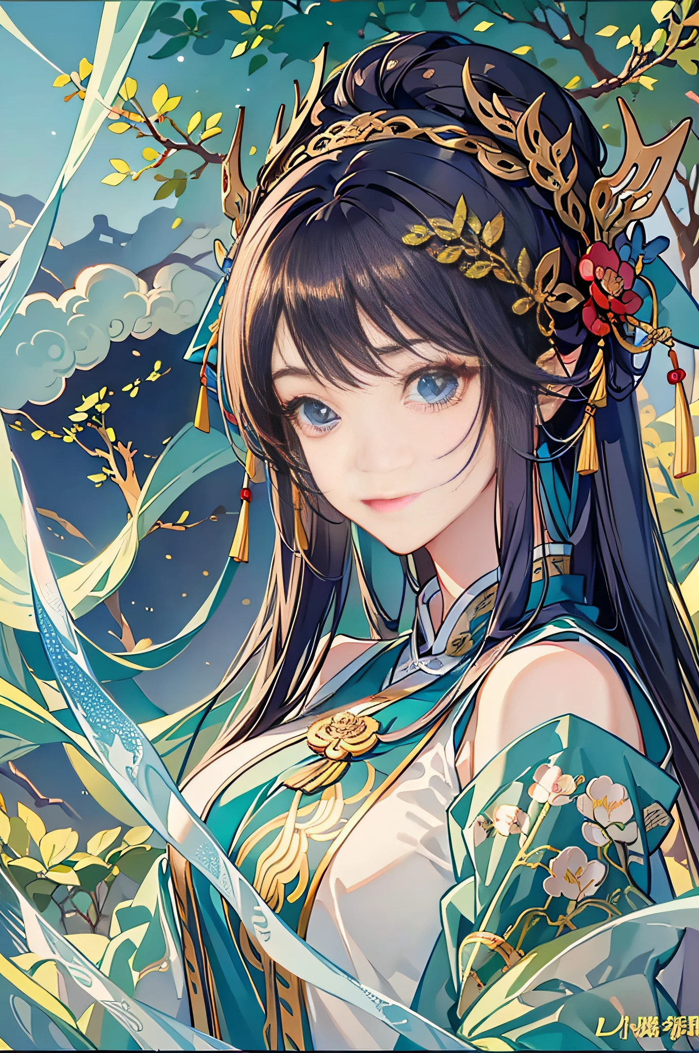Anime characters wear traditional Chinese costumes,holding a sword, xianxia hero, inspired by Park Hua, Chiba Yuda, bian lian, Wang Chen, onmyoji, Middle metaverse, heise jinyao, inspired by Ju Lian, queen of the sea mu yanling
